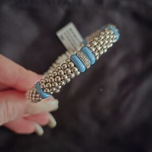Lagos Silver and Blue Caviar with Diamonds Bracelet
